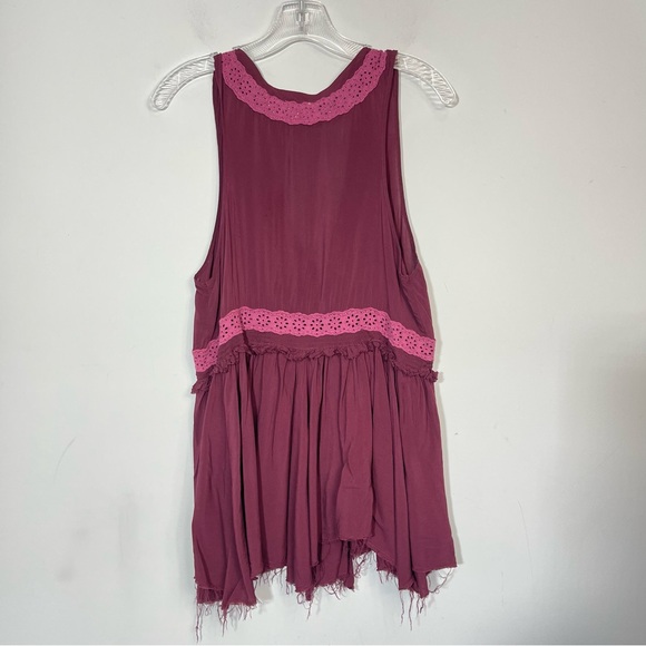 Intimately Free People Babydoll Peplum Eyelet Blouse Tunic Top Boho Hippie S - Picture 9 of 16